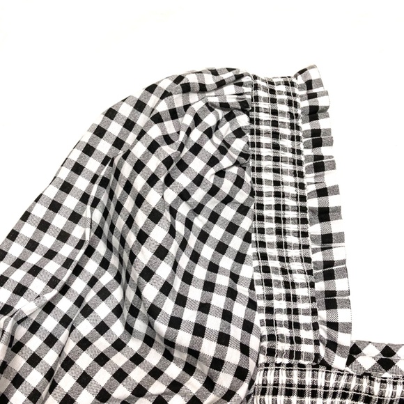 New CeCe black gingham smocked crop top - Picture 6 of 7